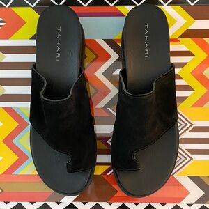 Tahari Black Suede Slide Sandals